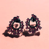 Brinco Ródio Negro com Zircônia Rosa Pink